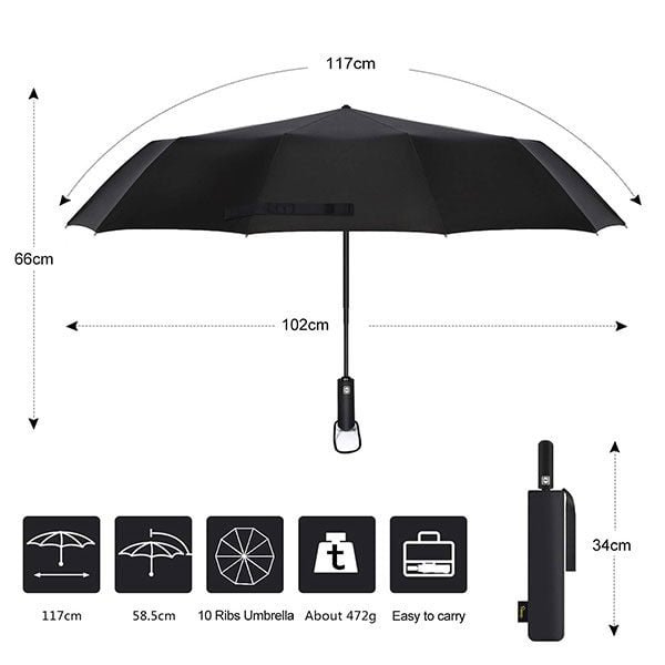 Windproof Travel Umbrella Size