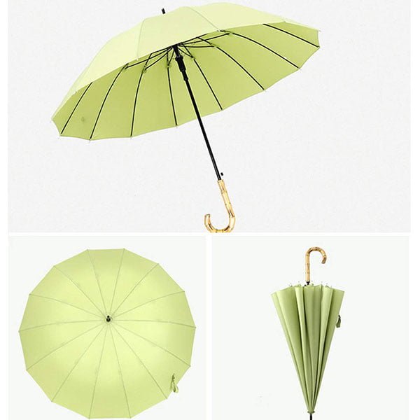 Bamboo Umbrella Handle & Stand, 16 Ribs Customize Straight Umbrella