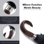 Premium Easy Holding Automatic Wooden Crook Handle Umbrella