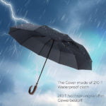 Quick Dry Water Repellant Automatic Wooden Crook Handle Umbrella