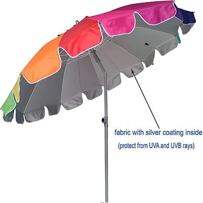 colorful rainbow beach umbrella
