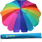 colorful rainbow beach umbrella