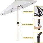 9' Round Aluminum Market Umbrella, Crank Lift, Auto Tilt, Customize Logo