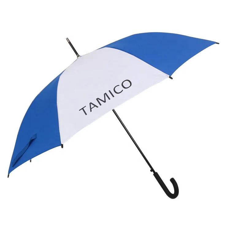 Custom logo walking umbrella with a curved handle