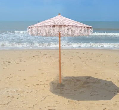 hollow cotton frnged beach umbrella