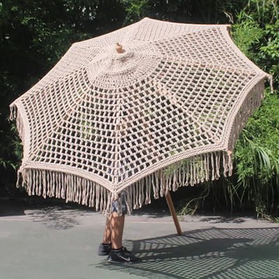 hollow fringed cotton outdoor parasol