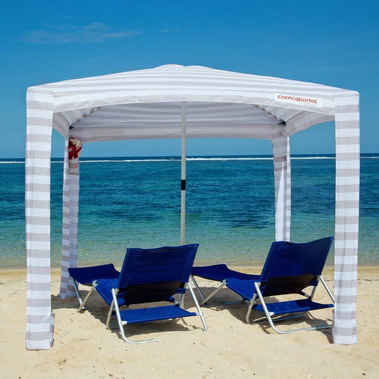 Canvas Beach Canopy Portable Aluminum Beach Shade Umbrella Cool Cabana