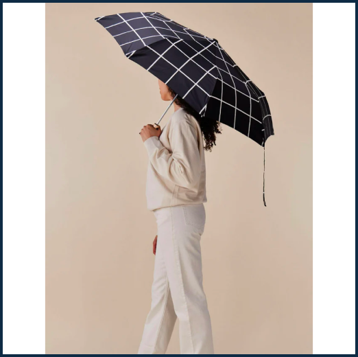 sustainable-black-grid-compact-duck-umbrella-for-travel