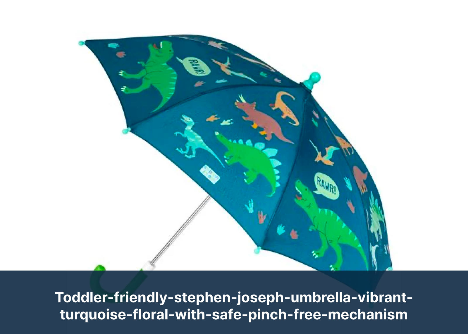 toddler-friendly-stephen-joseph-umbrella-vibrant-turquoise-floral-with-safe-pinch-free-mechanism