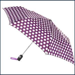 Totes Ultra Clear Auto Open Folding Umbrella with Fun Polka Dot Design for Rainy Days