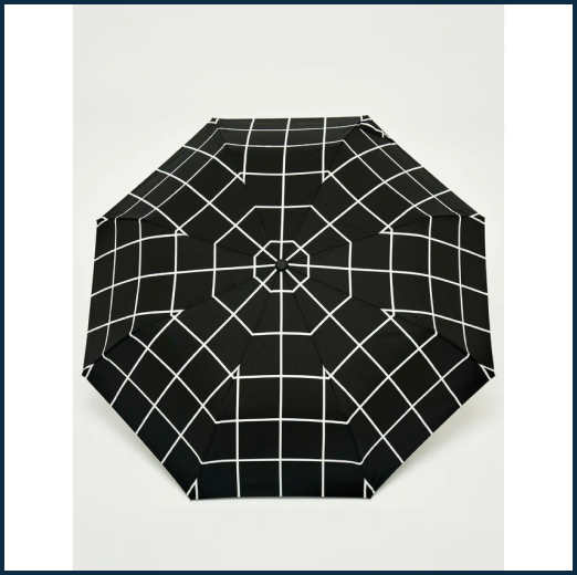 sustainable-black-grid-compact-duck-umbrella-for-travel