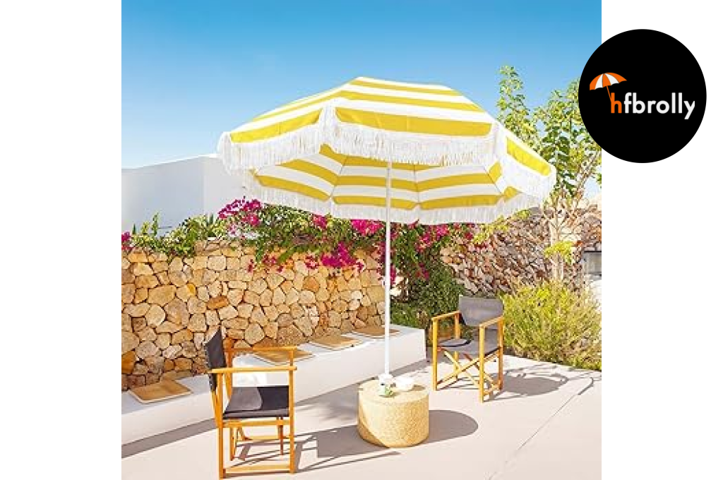 Custom tassel beach umbrellas for hospitality and branded outdoor projects