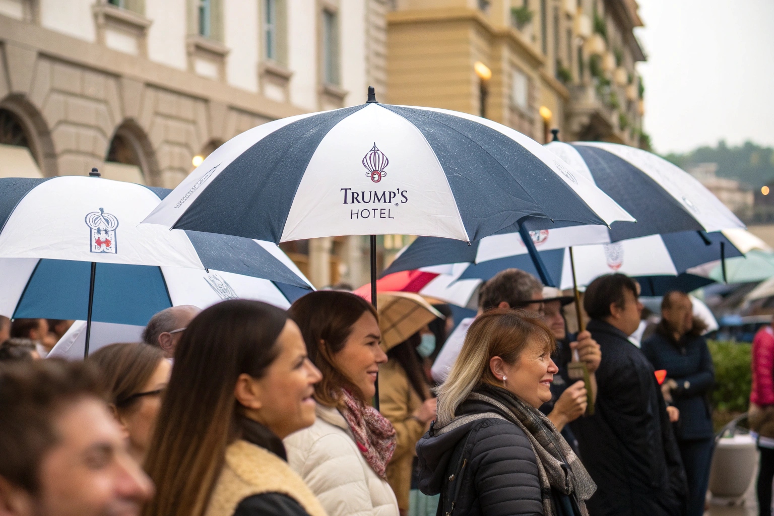 trump's hotel umbrellas
