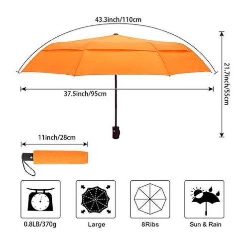 Travel Umbrella with Double Canopy Size
